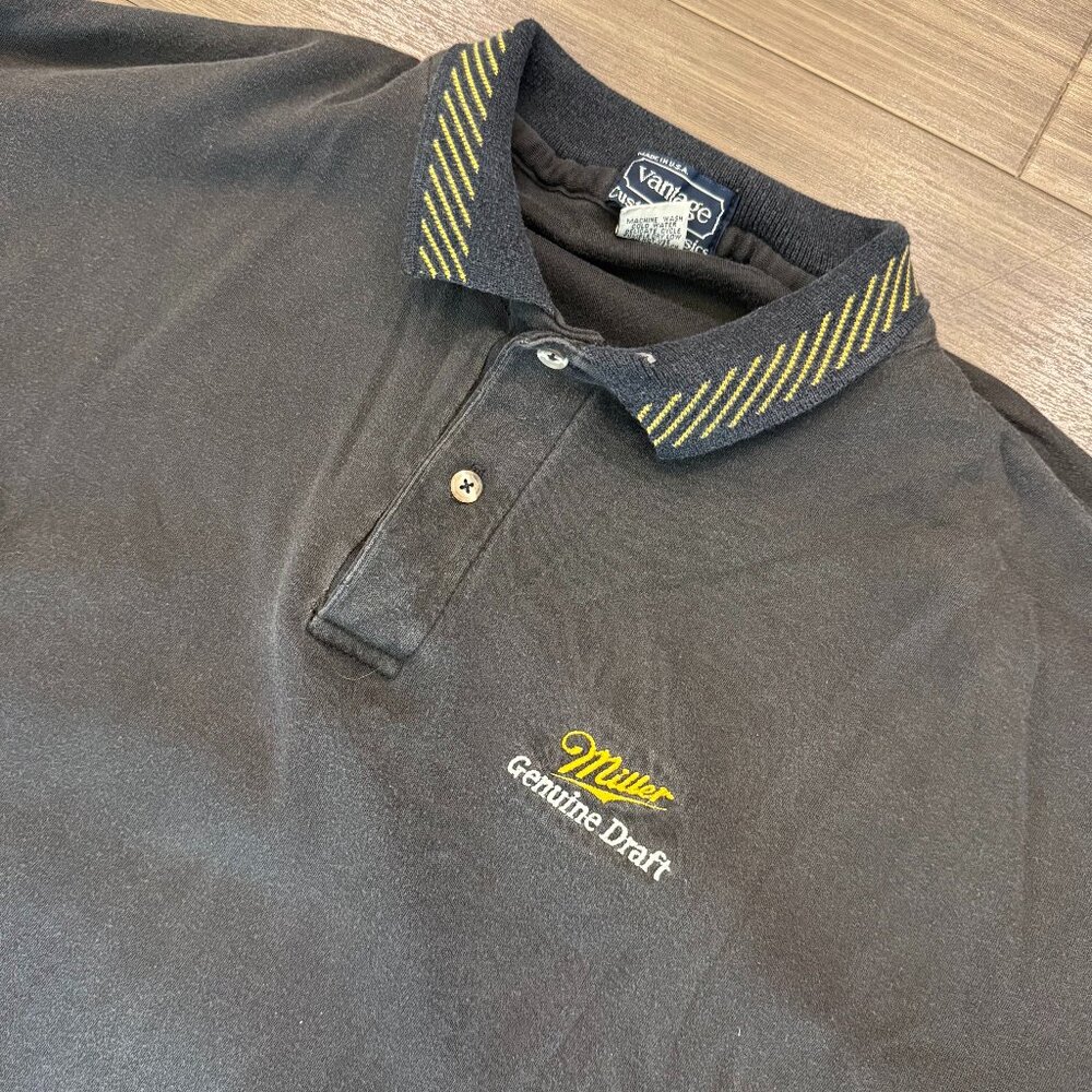 Vintage Miller Beer Polo Shirt Genuine Draft Golf Collared Mens 90s 1990s 2XL